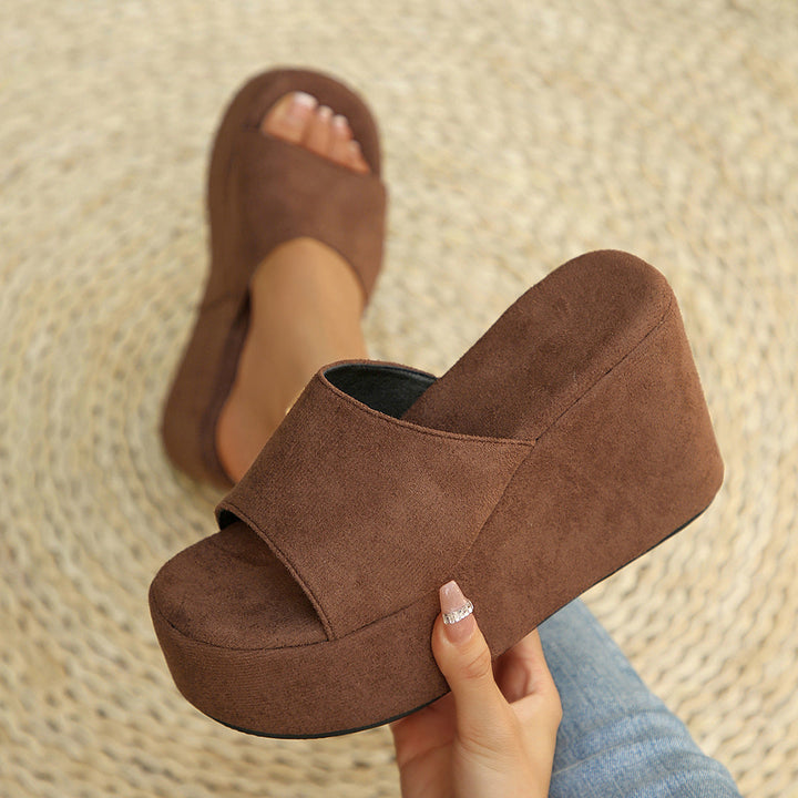 Damen Wedge-Pantoletten mit transparentem Obermaterial und komfortabler Sohle Drune