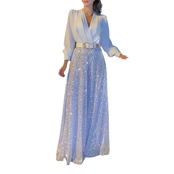 Damen Funkelndes Abendkleid mit elegantem Oberteil und glitzerndem Rock Drune