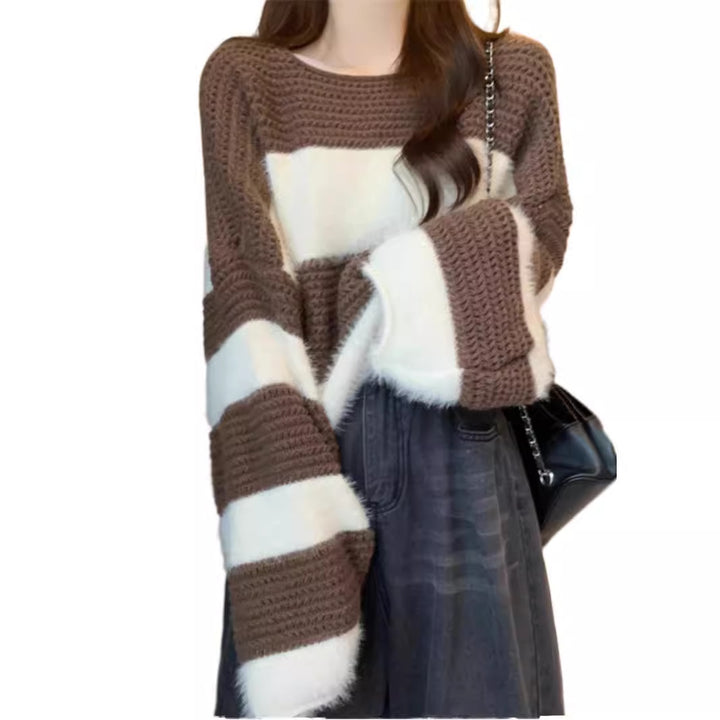 Damen Pullover mit breiten Streifen und lockerem Schnitt Drune