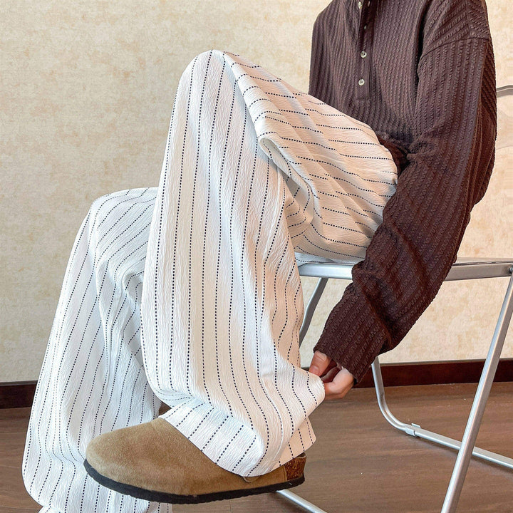 Damen Lässige Weitgeschnittene Streifenhose Drune