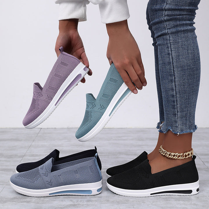 Damen Slip-On Freizeitsneaker mit atmungsaktivem Strickoberteil und rutschfester Sohle Drune