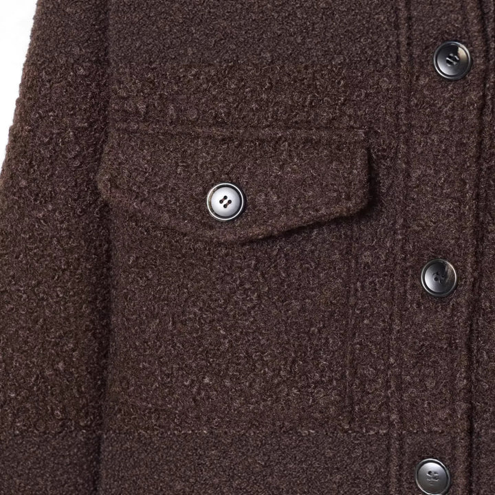 Damen Cropped Bouclé-Jacke mit weichem Kunstfellkragen und Pattentaschen Drune