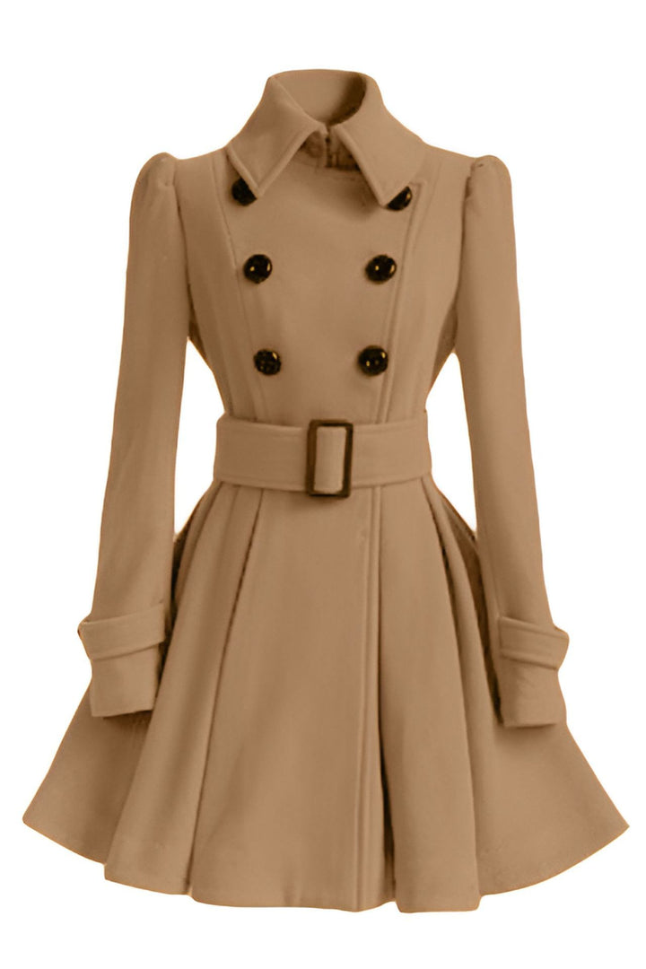 Damen eleganter Trenchcoat mit tailliertem Schnitt und dekorativen Knöpfen Drune