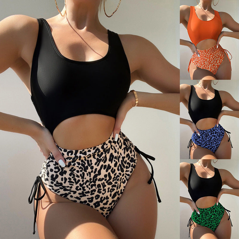 Damen Einteiler Badeanzug mit durchgehendem und farblich akzentuiertem Design Drune