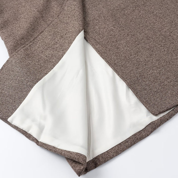 Damen elegant-langer Mantel mit Doppelreihe, Kontrastärmeln und Glencheck-Details Drune