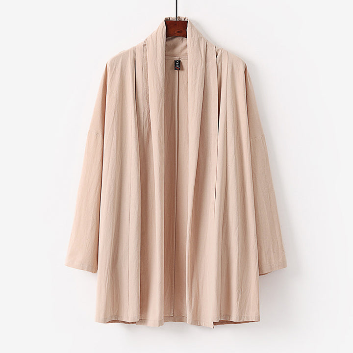 Unisex Offene Kimono-Cardigan aus leichter Baumwoll-Leinen-Mischung Drune