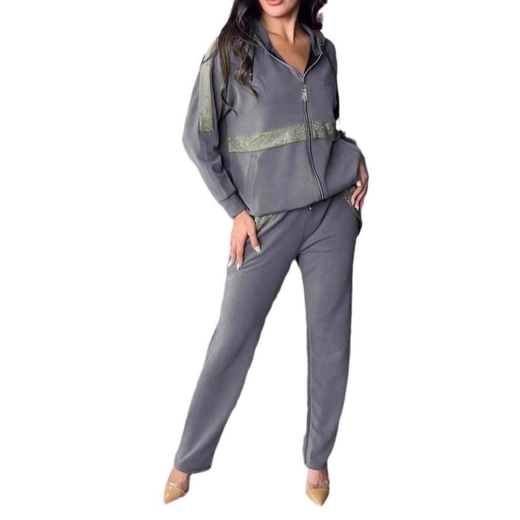 Damen Lässiges Sportanzug-Set mit modischem Schnitt und praktischen Taschen Drune