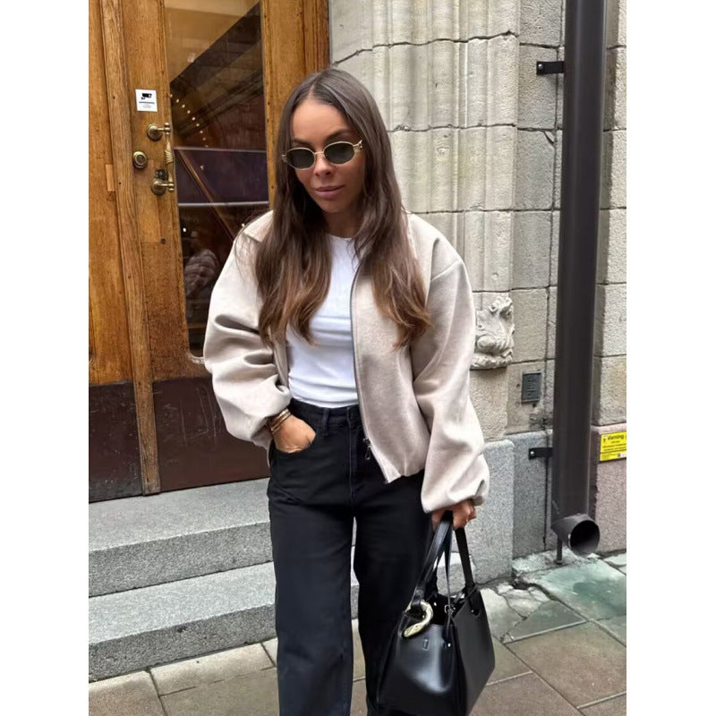 Damen cropped Steppjacke mit elastischen Bündchen und praktischen Taschen Drune