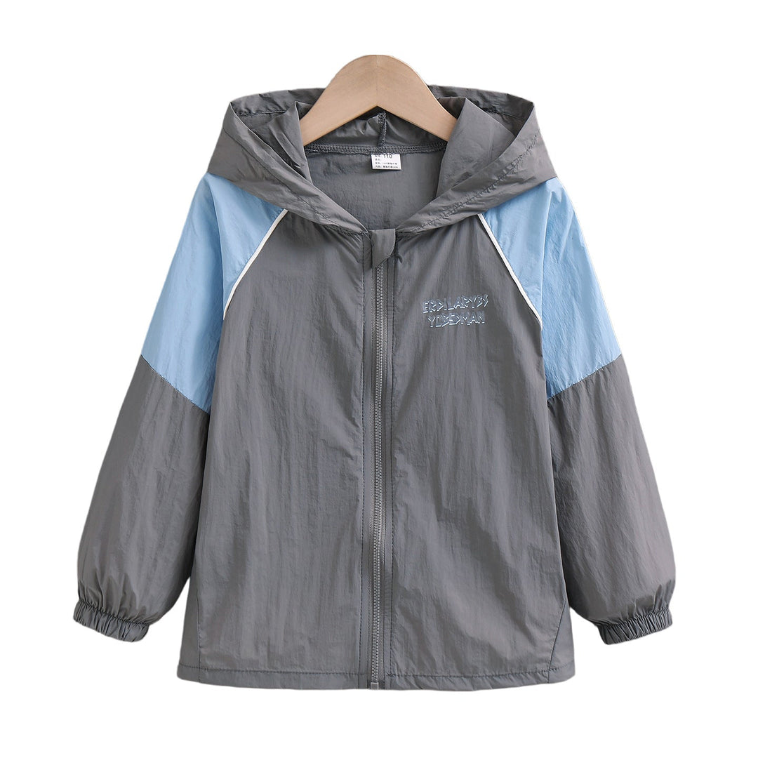 Unisex nan leichte Kapuzen-Windjacke mit Kontrastärmeln und elastischen Bündchen Drune