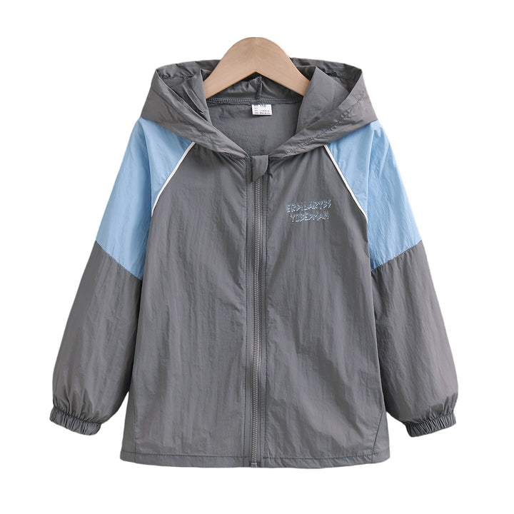 Unisex nan leichte Kapuzen-Windjacke mit Kontrastärmeln und elastischen Bündchen Drune
