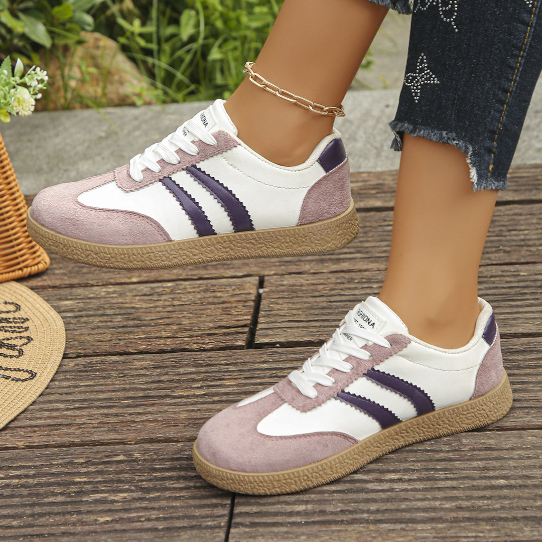 Damen Retro-Sneaker mit Velours-Overlays, Zierstreifen und profildetails Drune