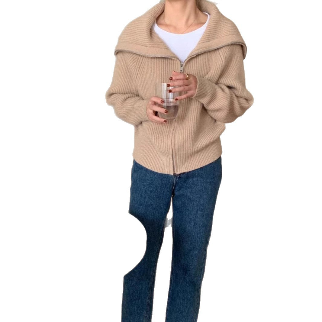 Damen Strickjacke mit weitem Kragen und strukturiertem Design Drune