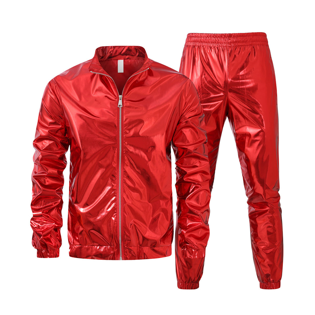 Herren nan Bomberjacke mit durchgehendem Reißverschluss, reflektierendem Metallic-Finish und elastischen Bündchen Drune