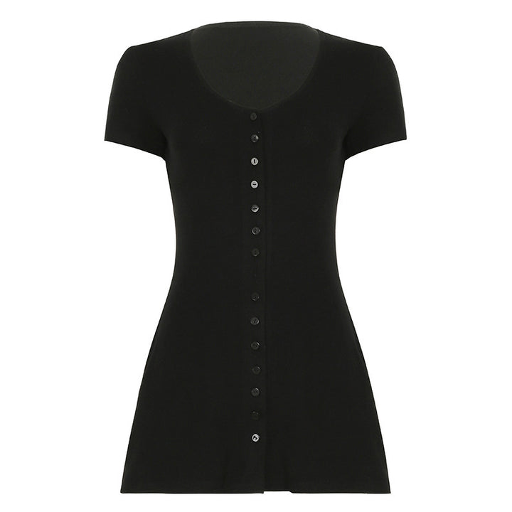 Damen Freizeitkleid mit durchgehender Knopfleiste und lockerer Passform Drune