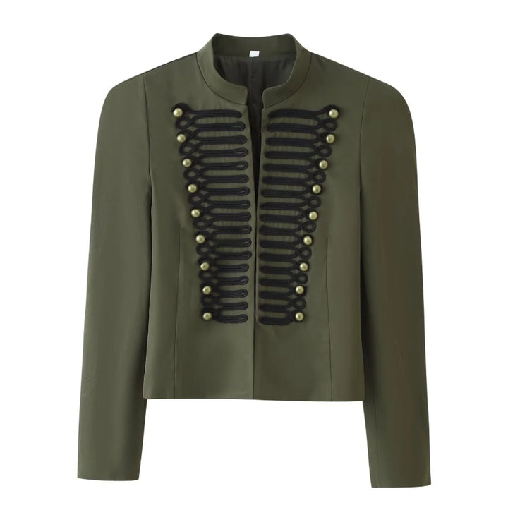 Damen Kurzjacke im hussareninspirierten Design mit Stehkragen und Zierkordeln Drune