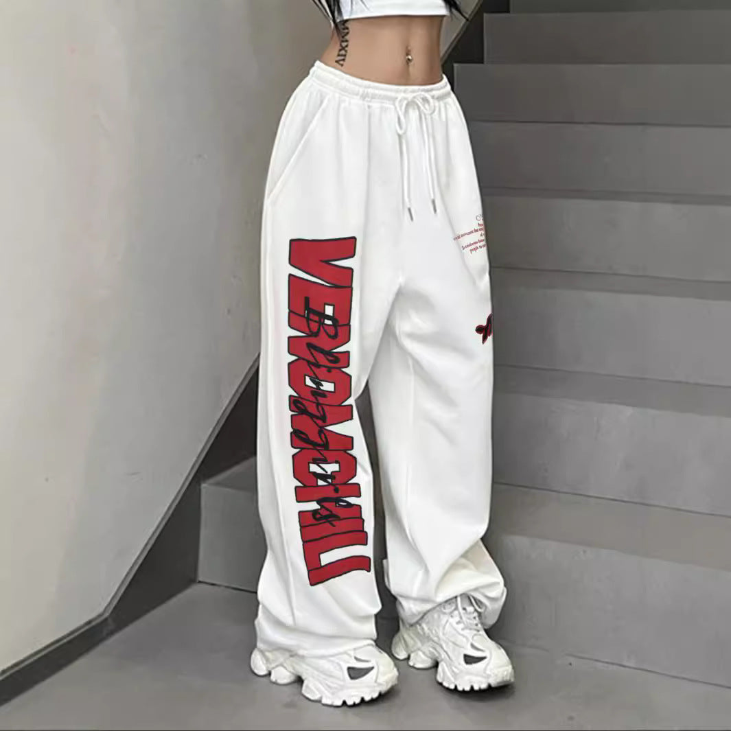 Damen lässige Weitgeschnittene Sweatpants mit grafischem Druck Drune