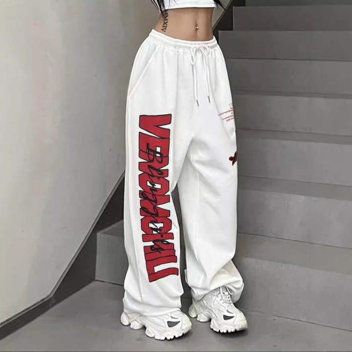 Damen lässige Weitgeschnittene Sweatpants mit grafischem Druck Drune