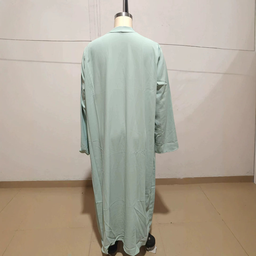 Damen Langer Kaftan‑Mantel mit fließender V‑Ausschnitt Drapierung Drune