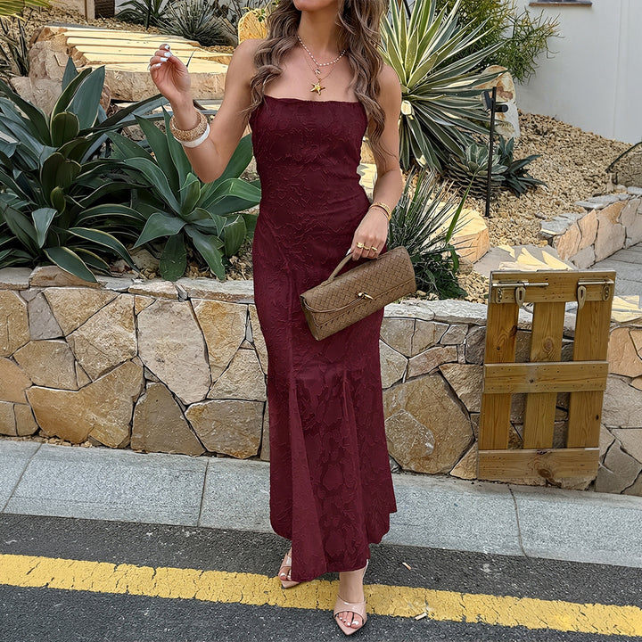 Damen Maxikleid mit verführerischem Cross-Back Design und elegantem Spitzeneinsatz Drune