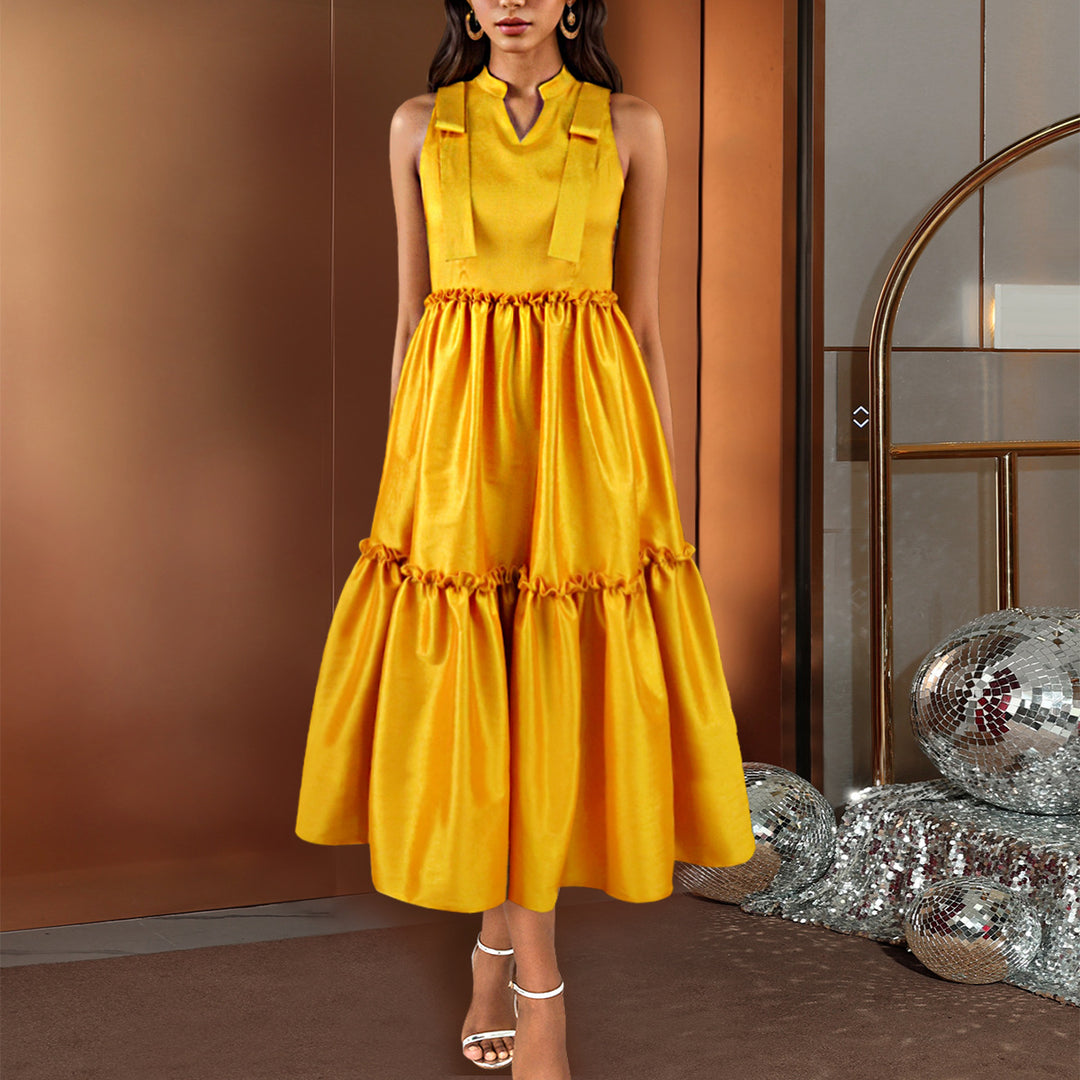 Damen Elegantes Maxikleid mit voluminösem Rock Drune