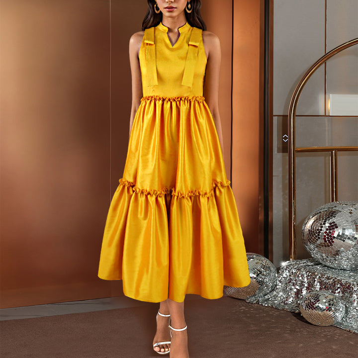 Damen Elegantes Maxikleid mit voluminösem Rock Drune