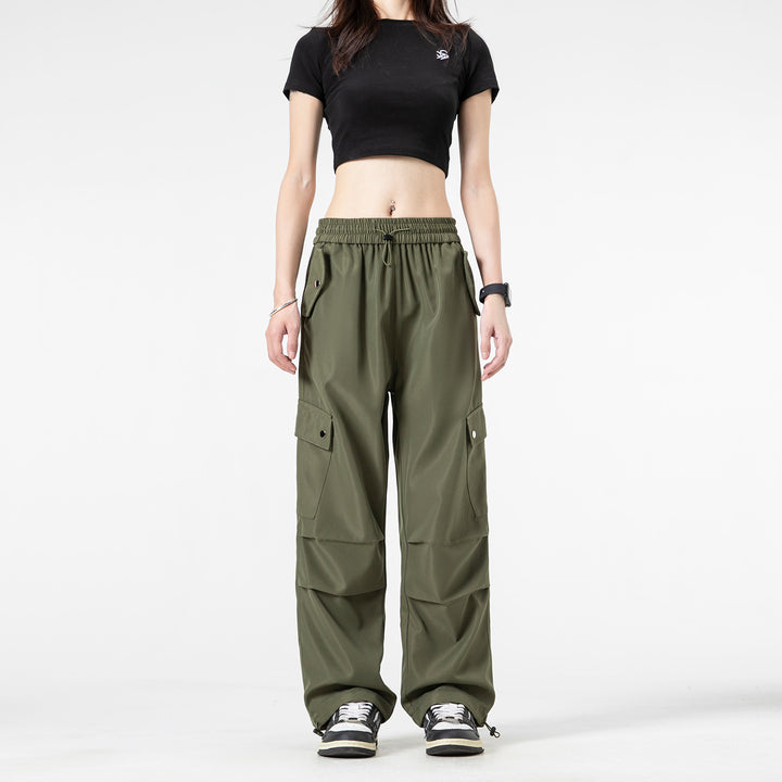 Herren Weite Utility-Cargohose mit Tunnelzugbund, Klapptaschen und verstellbaren Saumabschlüssen Drune