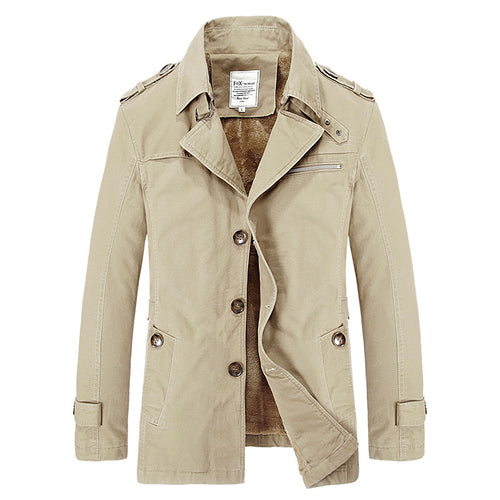 Herren militärisch inspirierter Kurzmantel mit Teddyfleece‑Innenlage und Reißverschluss‑Brusttasche Drune