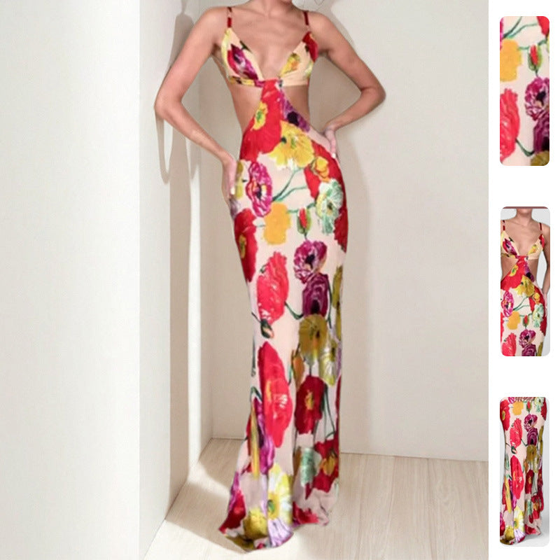 Damen Elegantes Maxikleid mit floralem Schnitt und Cut-Out-Design Drune