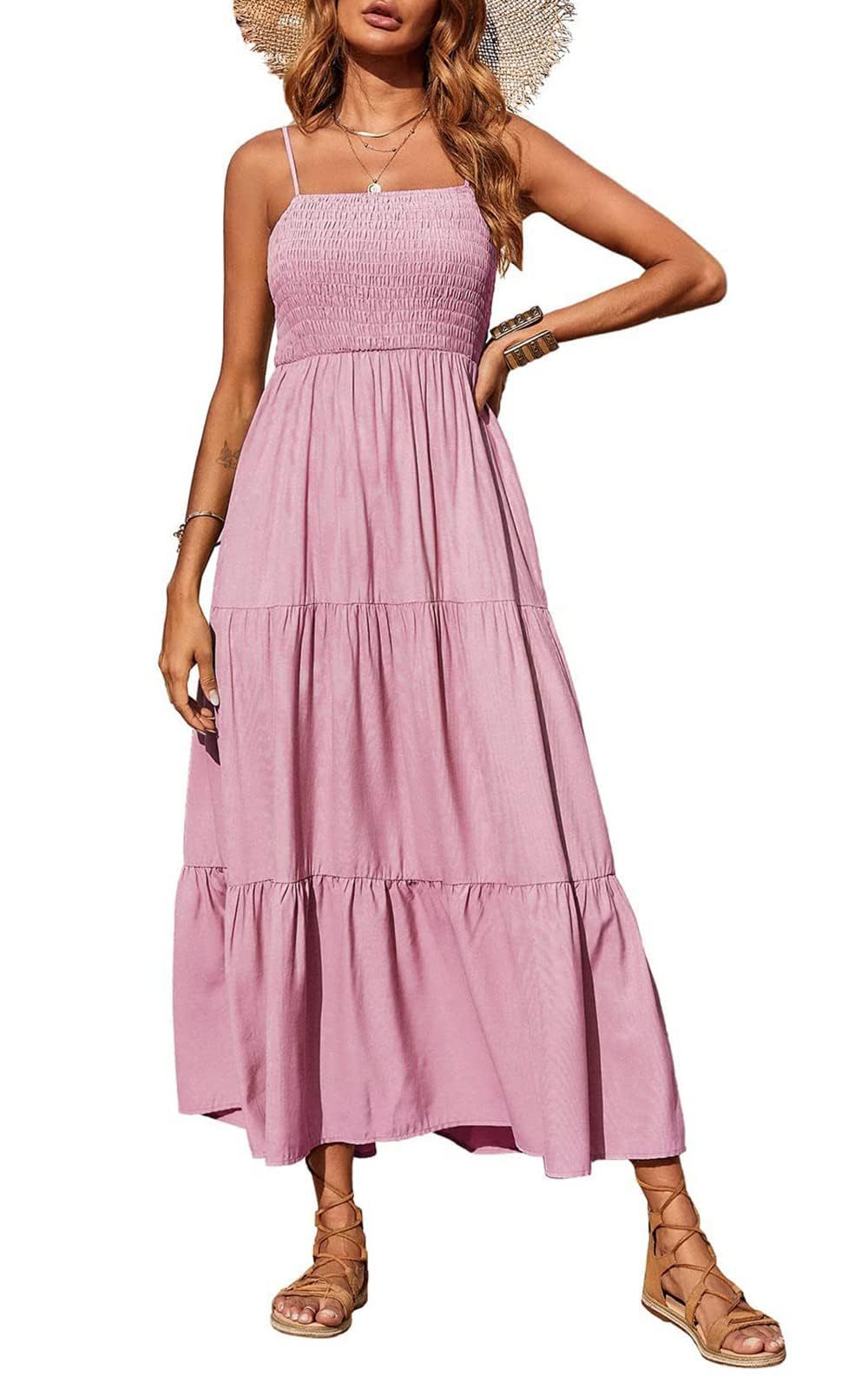 Damen Maxidress mit Spaghettiträgern und Volant-Design Drune