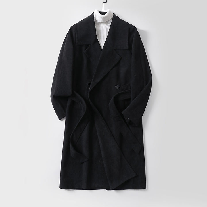 Damen Oversize-Mantel mit breitem Revers und Taillengürtel Drune