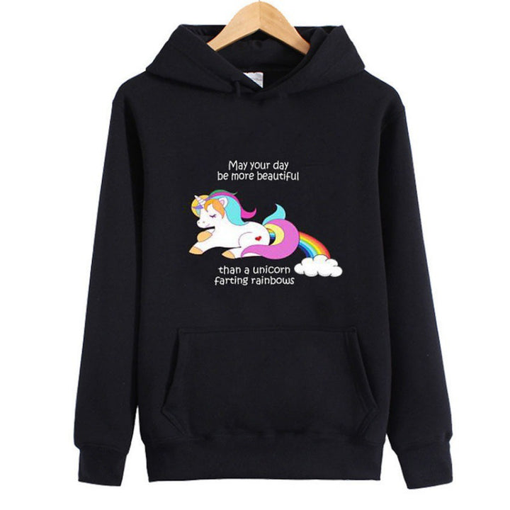 Damen Kapuzenpullover mit Einhorn-Dab-Print, Kängurutasche und weichem Baumwollmix Drune