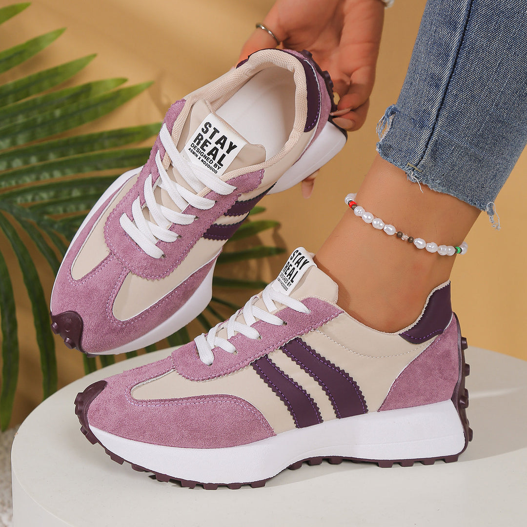 Damen Retro-Plateau-Sneaker mit Velours- und Mesh-Mix Drune