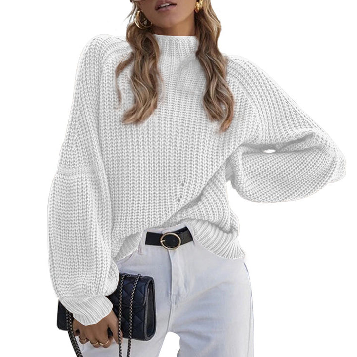 Damen Strickpullover mit weitem Schnitt und modernen Puffärmeln Drune