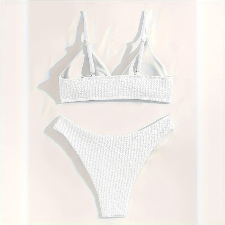 Damen Triangel-Bikini-Set mit strukturiertem Stoff und verstellbaren Trägern Drune