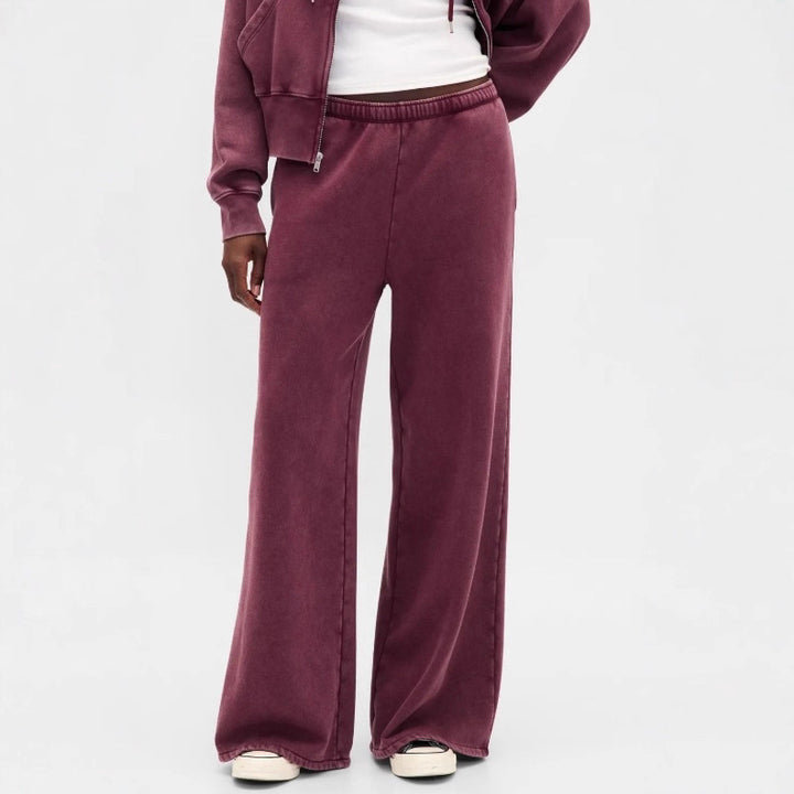 Damen nan zweiteiliges Frottee-Loungewear-Set mit Reißverschluss-Kapuzenjacke und weit geschnittener Jogginghose Drune