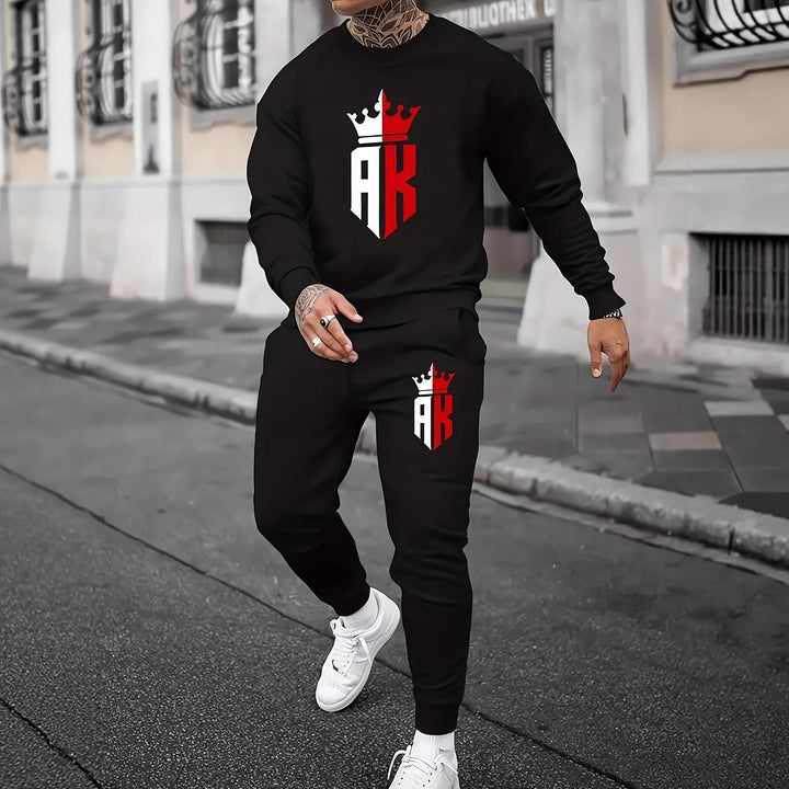 Herren Sportliches Freizeitset mit markantem Schriftzug Drune