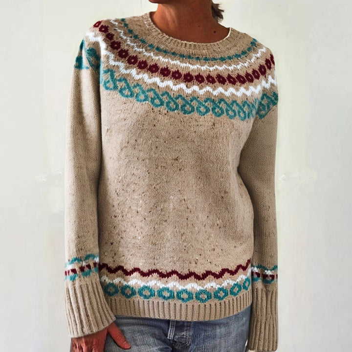 Damen nan Norwegerpullover aus Wollmix mit Rundhalsausschnitt und traditionellem Fair-Isle-Yoke Drune