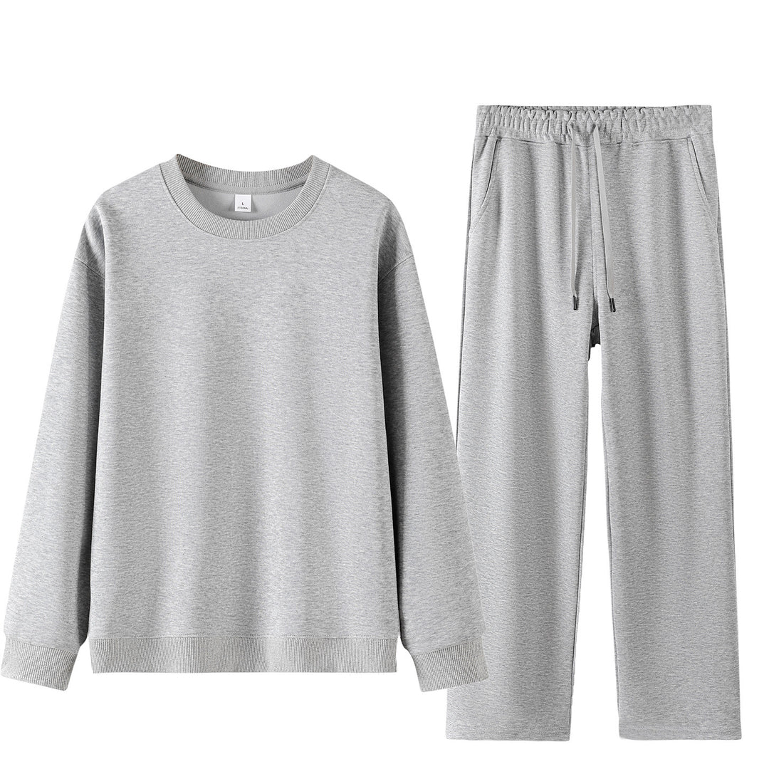 Unisex Weites Lounge-Set aus weichem Baumwollmix mit Rundhals-Sweatshirt und Kordel-Jogginghose Drune