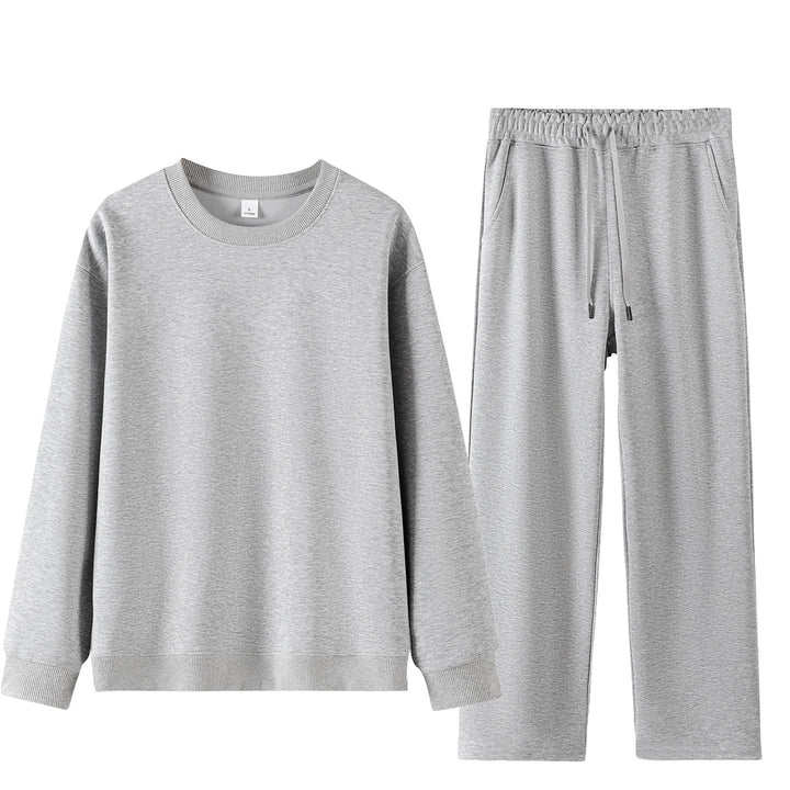 Unisex Weites Lounge-Set aus weichem Baumwollmix mit Rundhals-Sweatshirt und Kordel-Jogginghose Drune