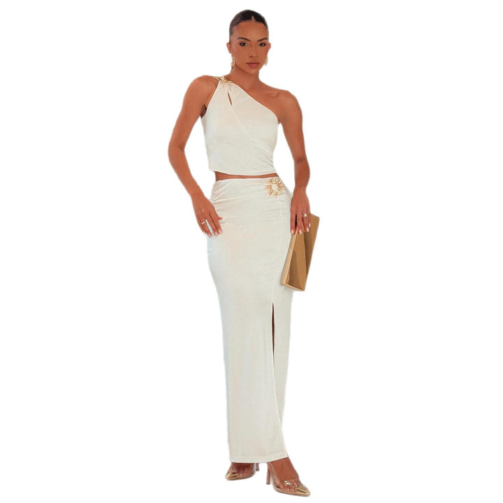 Damen Elegantes Abendkleid mit seitlichem Schlitz und asymmetrischem Oberteil Drune