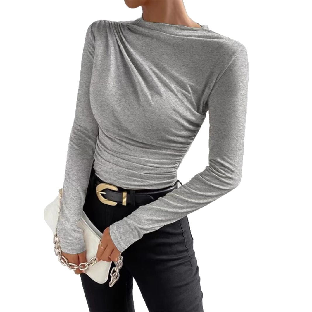 Damen Langarmshirt mit eleganten Raffungselementen und klassischem Design Drune