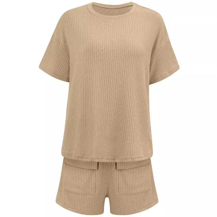 Damen leichte und luftige Sommerkombination mit kurzärmligem Oberteil und Shorts Drune
