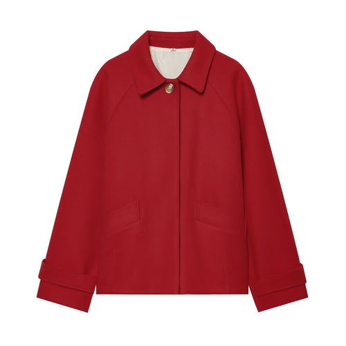 Damen Kurze Wollmix-Capejacke mit Raglanärmeln und Umschlagmanschetten Drune