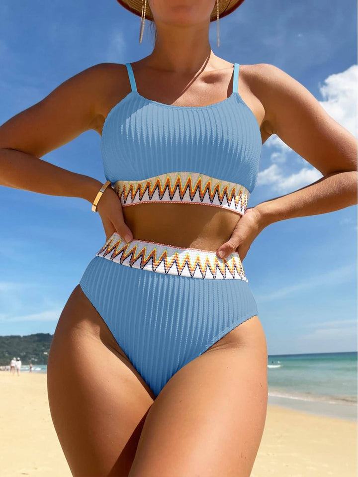 Damen Hochtaillierter Bikini mit geometrischem Muster Drune