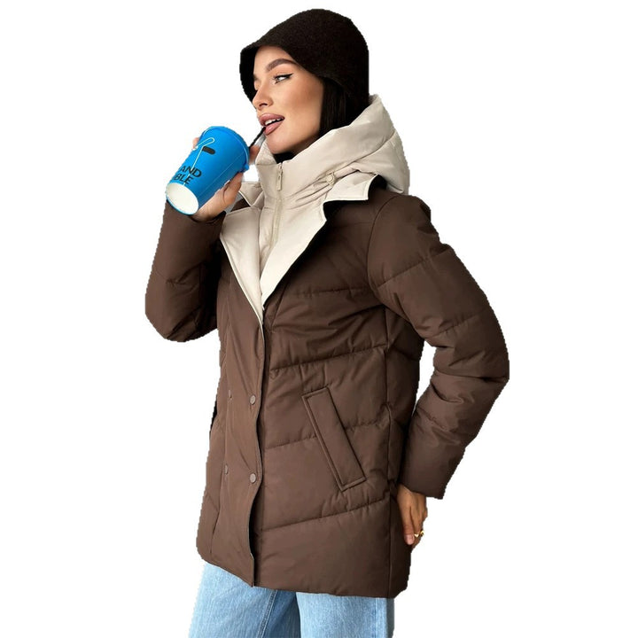 Damen wattierte Doppelreiher-Parka mit abnehmbarer gesteppter Innenweste Drune