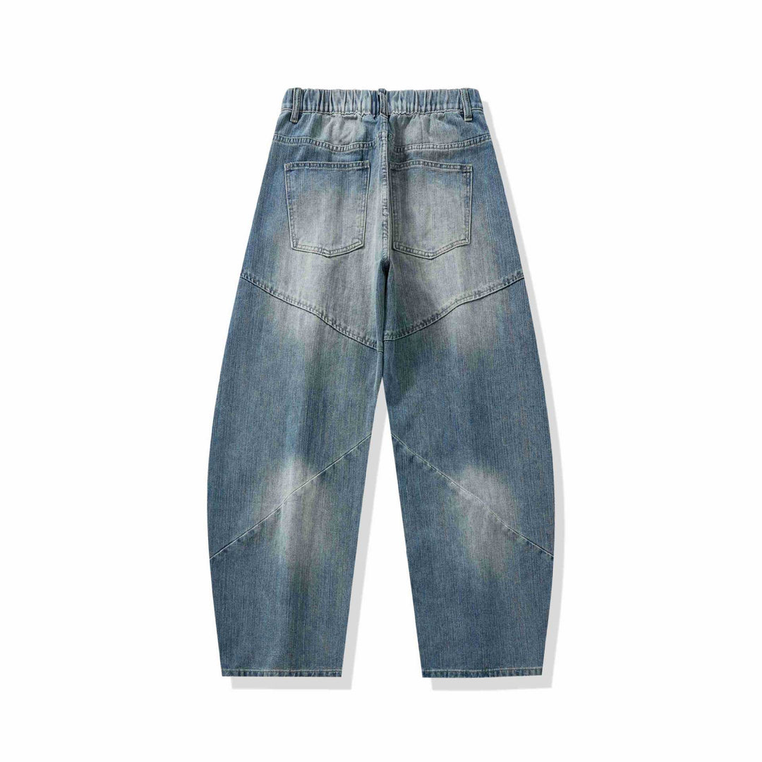 Damen Hochtaillierte Relaxed-Fit Jeanshose mit dekorativen Teilungsnähten und großzügigen Eingrifftaschen Drune