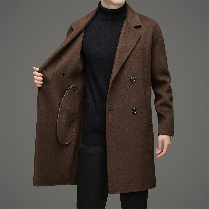 Herren eleganter Wollmantel mit doppelt gearbeiteter Knopfleiste und praktischen Taschen Drune
