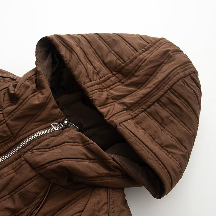 Damen Steppjacke mit Kapuze, Tunnelzug und weitem Schnitt Drune