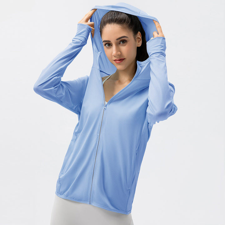Damen Atmungsaktive Funktionsjacke mit Kapuze und Reißverschluss Drune