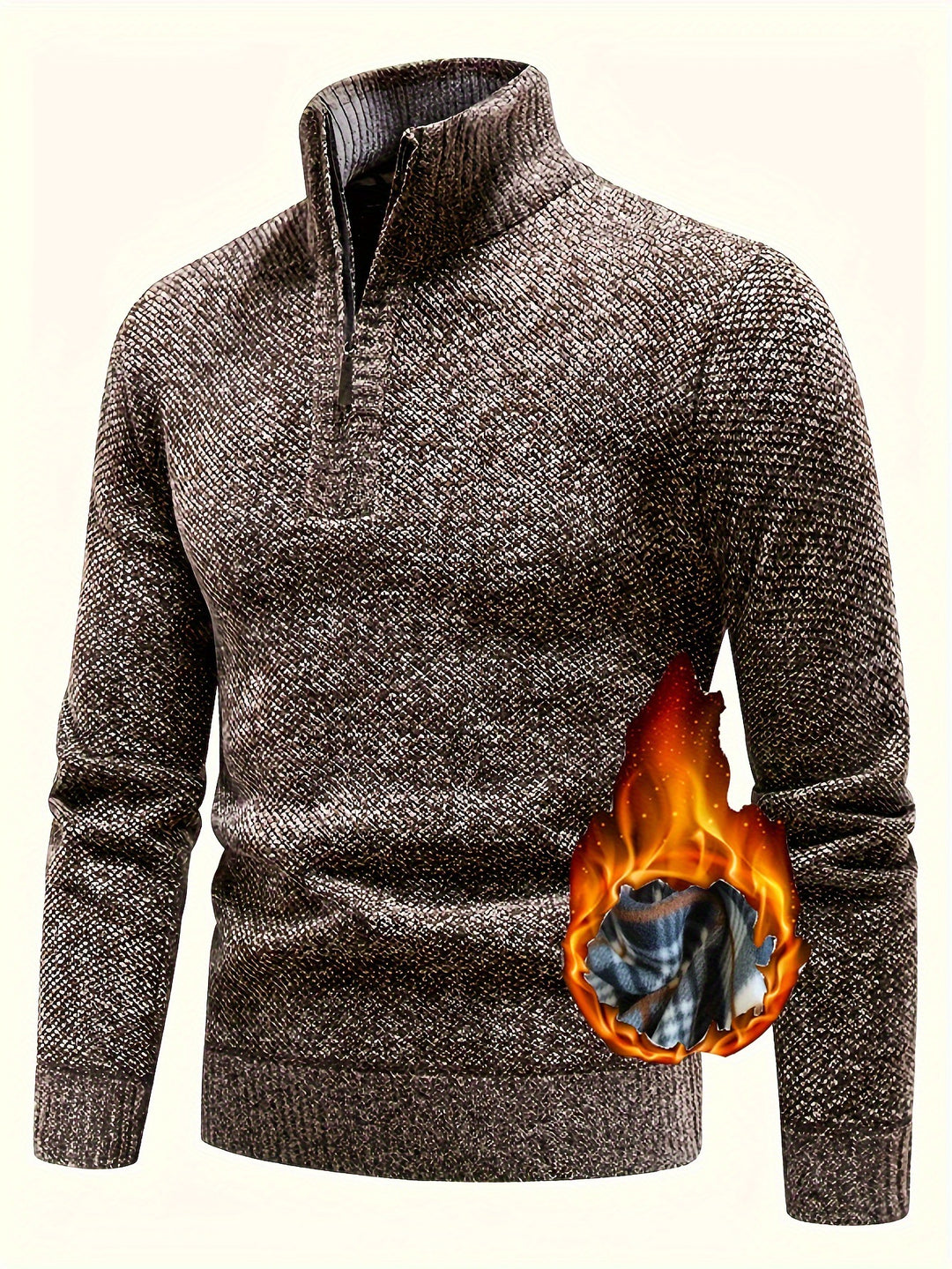 Herren Thermo-Strickpullover mit Stehkragen und Halbzip Drune